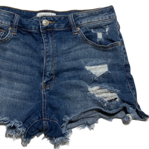 Just USA Shorts Distressed Raw Hem Denim Large - Picture 3 of 12